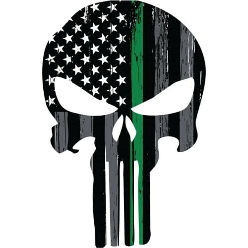 Thin Green Line Skull Car Decal. Military Sticker. Border Patrol Decal PVC Sticker Decal for Motos Car Laptop Luggage