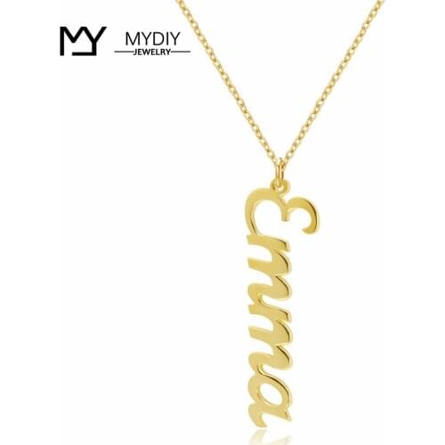 Vertical Old English Personalized Name Necklaces & Pendants Antique Letter English Necklace for Women Name Plate Wedding Gift