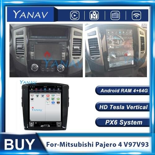 Android Tesla Verticle Stereo Receiver Multimedia Car Radio For Mitsubishi Pajero 4 V97 V93 Car GPS Navigation Audio Head Unit