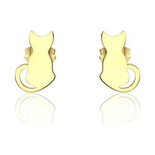 RIR Stainless Steel Minimalist Animal Cute Pet Cat Stud Earrings For Women Lover Gift