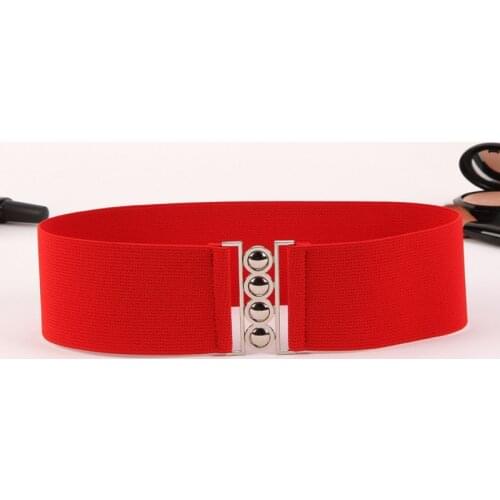 Ladies Red Waistband Fashion Wide Simple Decorative Belt Extra Wide With Skirt Elastic Slim Elastic Belt Summer Women Belt