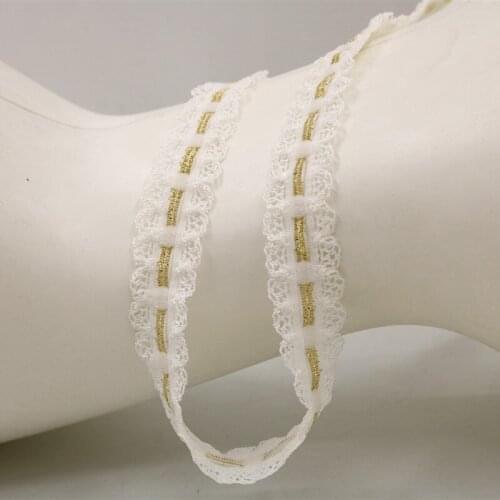1Yards High Quality Gold Lace Fabric Sewing Ribbon Cotton Elastic Lace Ribbon 1.9cm Elastic Lace Collar encajes dentelle LQ21