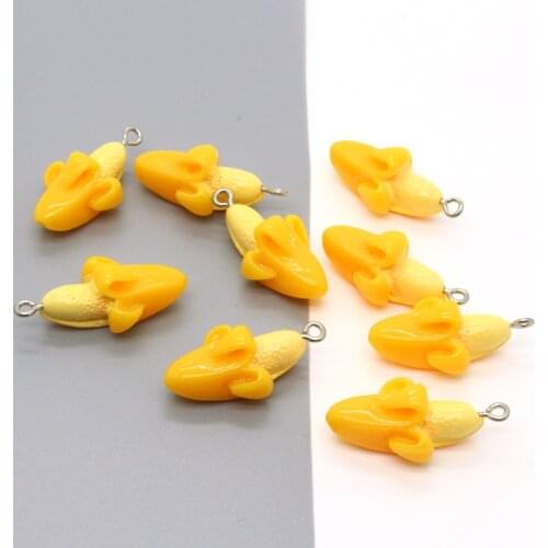 10pcs Cute Simulation Yellow Banana Resin Earring Charms DIY Pendants For Necklace Keychains Decoration Accessories Jewelry Make