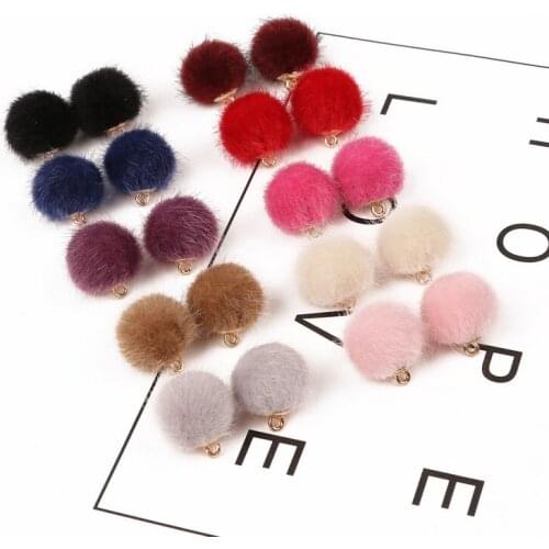 10Pcs Fabric Wrapped Acrylic Beads 15mm Pom Poms Ball Pendant Handmade DIY Sewing Craft Garment Supplies Cloth Decorations