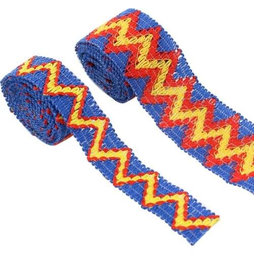 2m/lot Folk Embroidery Tricolor Lace Farbic DIY Sewing Accessory Lace Ribbon for Clothing Bag Shoes Accessories