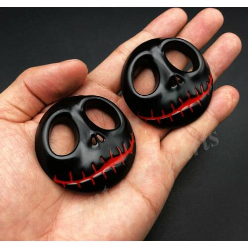 2x Black Jack Skellington Skull Pumpkin Face Car Emblem Badge Motorcycle Sticker