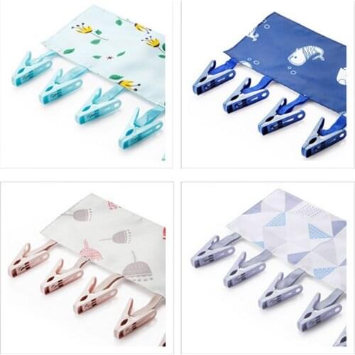 4PCS Portable fabric hangers travel travel collapsible drying clothes clips creative bathroom folding rack clothespins