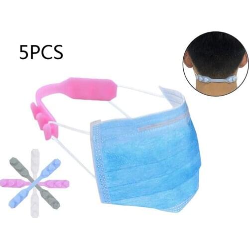 5Pcs Silicone Mask Strap Extenders Anti Slip Ear Hook Holder Strap Buckle 3 Gears Adjustable Compatible with All Kinds of Masks