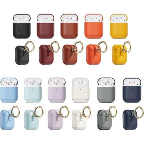 Case with buckle For Apple AirPods 1 2 Case Leather Earphones Accessories Anti-lost Rope Protective Headphone Cover