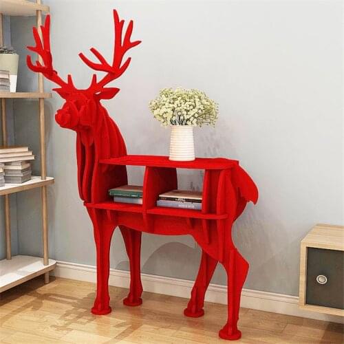 Wooden Elk Shape Home Decoration Accessories Rack Plant Stand Display Shelf Deer Figurines Desktop Storage Wood Handicraft