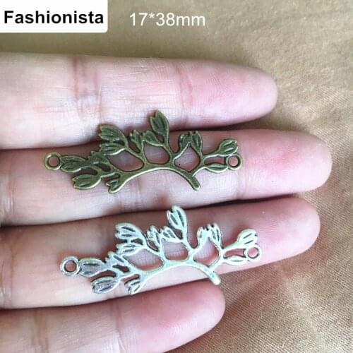 Fashionista Leaf Branch Connector Charms Link 17*38mm Antique Silver/Bronze Tone,Jewelry & Crafts Supplies - Free Shipping
