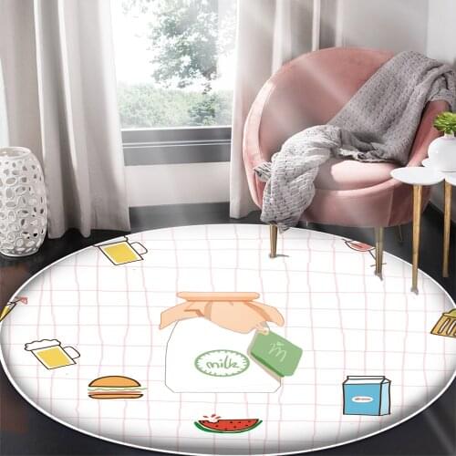 Hot Sale Non-Slip Round Carpet Bedroom Living Room Decor Carpet Fresh and Simple Style Pattern Flannel Carpet Alfombra