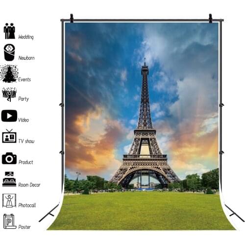 Yeele Photophone Backdrops Grassland Park Eiffel Tower Portrait Photographic Backgrounds Photophone Vinyl For Photo Baby Studio