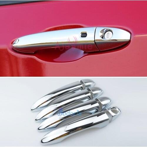 Car Chrome handle Protective Cover Door Handle Outer Bowl Moulding Trim With Smart Hole For Jeep Compass 2017 2018 Accessories