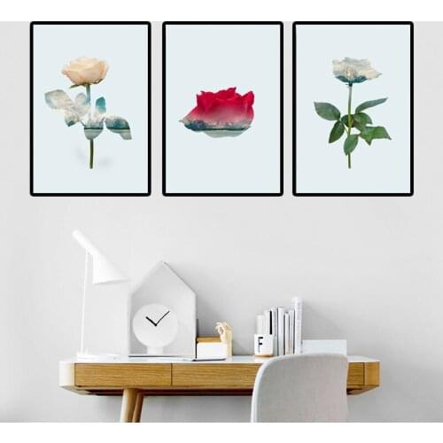 Nordic Modern Style Beautiful Flowers Green Leaves Canvas Painting Plant Posters And Prints Wall Pictures For Living Room Decor