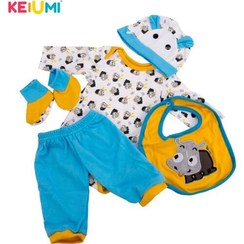 KEIUMI 5 Pcs Reborn Baby Dolls Clothes Hat Pants Suit 22-23 inch Baby Doll For Boy Doll Clothes Sets Christmas Gifts