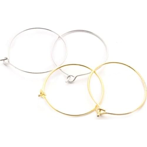 New Arrival 100Pcs/lot Gold/Rhodium Plated Wine Glass Charm Rings/Earring Hoops 19mm For DIY Earrings Jewelry Findings