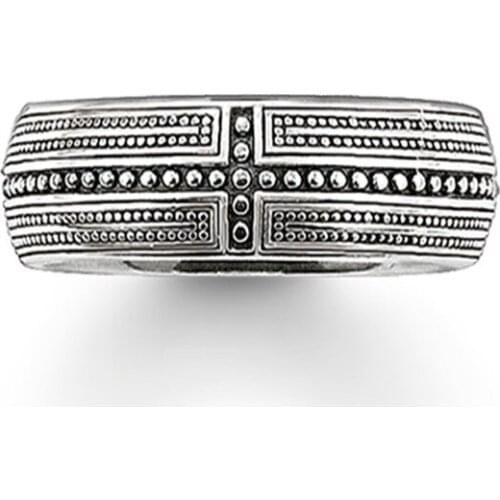 925 Sterling Silver Band Rivets Cross Rings, Fashion Thomas Style Eternity Ring Heart Rebel Jewelry Ts Best Gift for Women Men