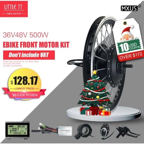 MXUS Brand Ebike kit 36V 48V 500W Brushless Gear Front hub motor Wheel Electric Bike Conversion Kit With Display KT LCD Display