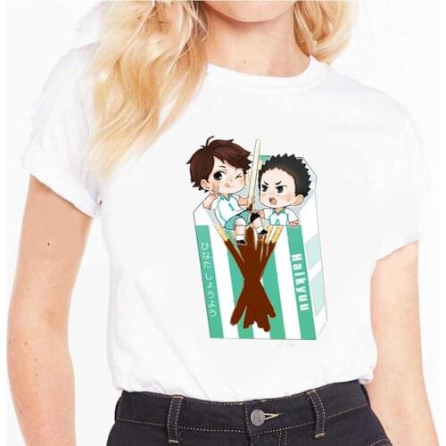 Anime Haikyuu Print T Shirt Women Men Unisex Kawaii Cartoon Tees Funny Anime Fashion T-shirt