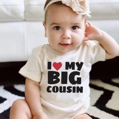I Love Big Cousin Baby Summer Print Clothing Cotton Baby Clothes Outfits For Newborn Infant Baby Boys Girls Bodysuits Jumpsuits