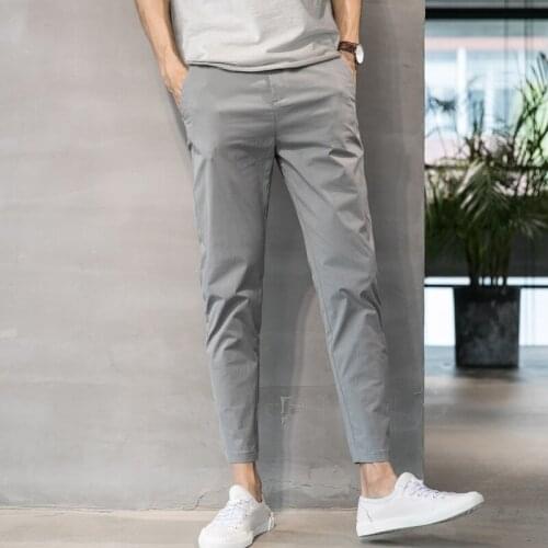Summer Thin Korean Version Of Nine-Point Mens Straight Casual Pants Loose Cotton 9-point Pants