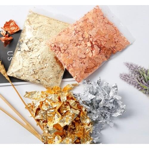 30g/pack Gold/Sliver/Copper Foil Art Craft Paper Imitaition Leaf Leaves Sheets Bulk Foil Flake Gilding DIY Nail Flake Art Decor