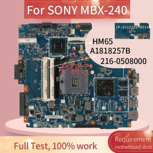 V050 MBX-240 For SONY Vaio VPCCA1C5E VPCCA1S1E Notebook Mainboard HM65 A1818257B 1P-0112200-8014 216-0508000 Laptop Motherboard