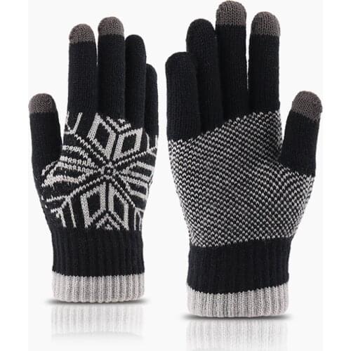 Gloves Mens Fall And Winter Thickened Knitted Warm Woolen Gloves Mittens Motocycle Slip-resistant Carbon Korean version Gloves