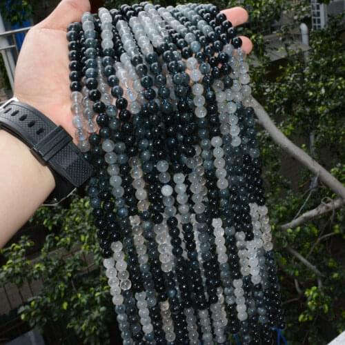 Natural Simple Quality Blue Rutilated Quartz Loose Round Beads 6mm,8mm,10mm