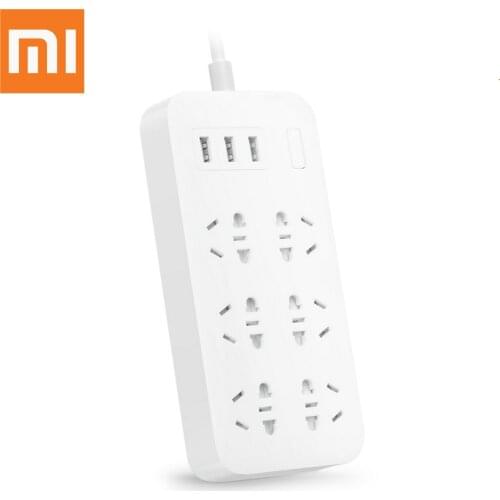Original Xiaomi Mijia Power Strip Smart Overload Protect 2A 1.8m Fast Charging 6 Outlet 3 USB Extension Socket US UK EU AU plug