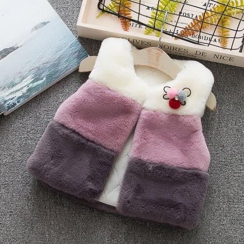 Autumn/winter Kids Baby Girls Vest Clothes Fashion Bunny Fur Vest Children Matching Color Hair Vest Fashion Girls Baby Garment