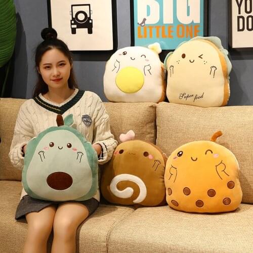 Kawaii Bread Fruit Plush 3 in 1 Toys Stuffed Soft Pillow Sandwich Avocado Egg Lovely Dolls for Children Baby Birthday Gift