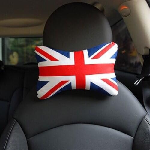 Neck Pillow Union Jack Checkered Care Occipital Headrest for Mini Cooper Clubman Countryman R50 R53 R55 R56 R60 R61 F54 F55 F56