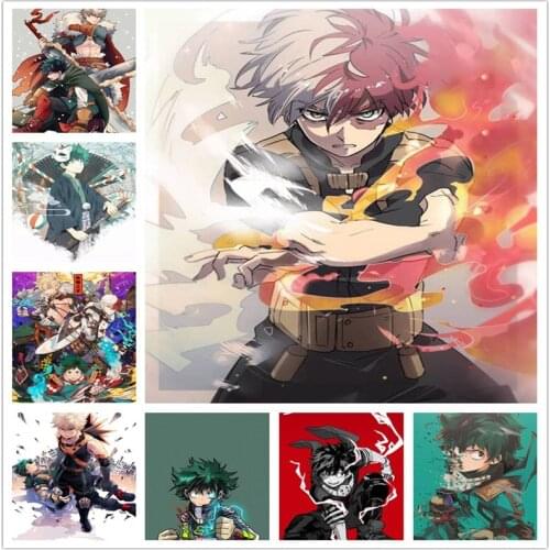 Full Square Diamond Painting Cross Stitch Kits Cartoon Anime My Hero Academy DIY 5d Diamond Mosaic Diamond Embroidery Home Decor
