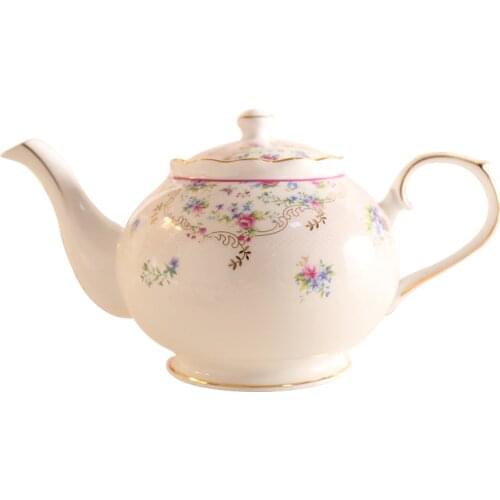 Advanced Bone China Teapot 1000ml High-grade Ceramic Coffee Pot European Elegant Fashion Tea Kettle Porcelain Drinkware