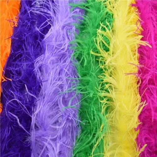 2Meters Fluffy Ostrich Feather Boa Diy Fringe for Clothes Costume/Wedding Decoration Plumes Needlework Accessories Crafts Pluma