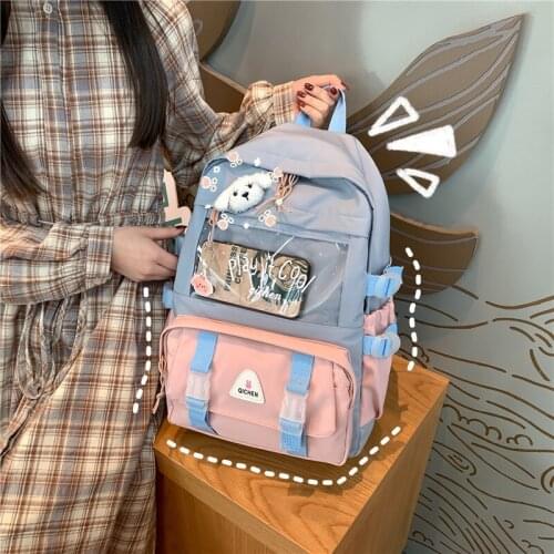 Korean Fashion Transparent Nylon Womens Backpacks Female School Bag for Teenager Girls High Quality Casual Shoulder Bag 2021