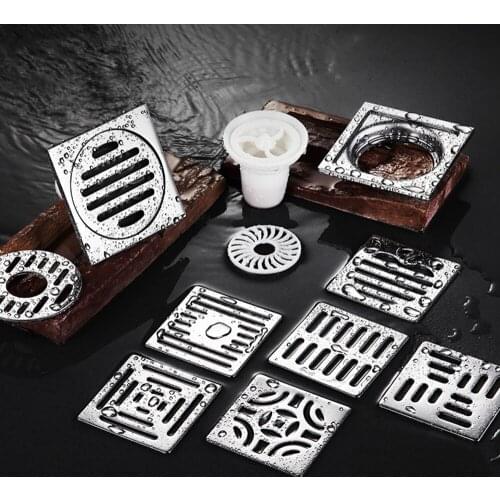 4 inch Square Shower Drain Stainless Steel Floor Drain with Removable Cover 10x10cm Shower Drain Strainer Bathroom Accessories