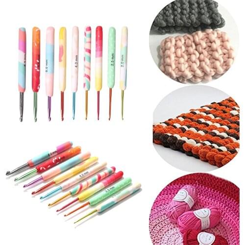 9pcs Aluminum Knitting Needles Crochet Hooks Weave Crochet Needles Set Sweater Knitting Yarn Knit hook Tools Sewing Accessories