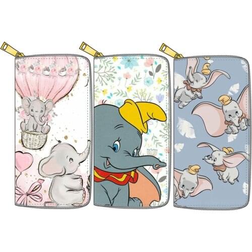 Disney Stitch lady Dumbo coin bag Pu princess handbag long zipper wallet Mermaid cartoon card holder