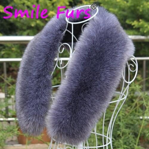 Qearlstar Women Winter Faux Fox Fur Scarf Luxury Soft Coats Hood Fur Decor Men Kids Fur Collar 50/60/70/80/90cm Wraps WME03-2