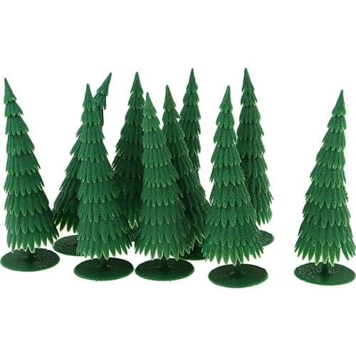 10Pcs Pine Model Trees for Miniature Landscape Scenery HO Diorama or Layout