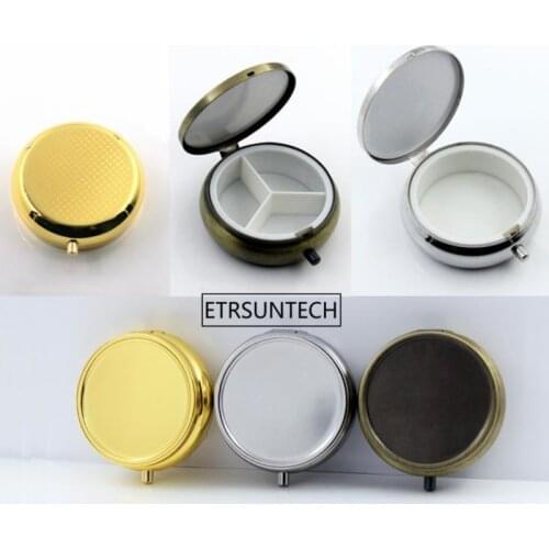 100pcs Metal Round Tablet Pill Boxes Holder Medicine Case Container Small Hearth Makeup Storage Organizer F2971