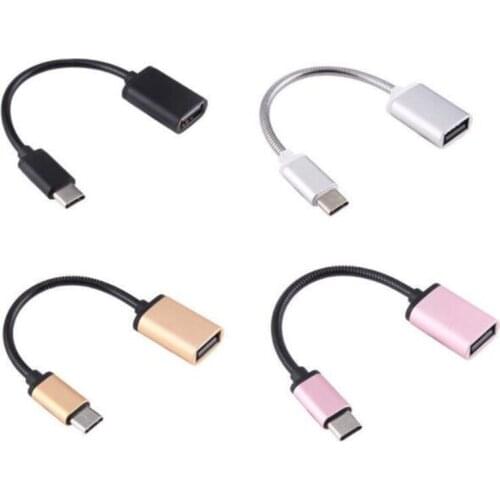 100pcs Metal Type-C USB To USB 2.0 OTG Adapter Type C Data Cable Connector For Computer PC For Cell Phone