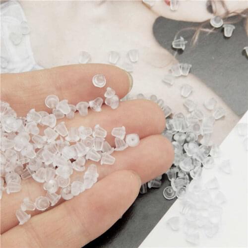 Julie Wang 1000PCS Rubber Earring Back Silicone Round Ear Plug Blocked Caps Earrings Back Stoppers DIY Jewelry Making Accessory