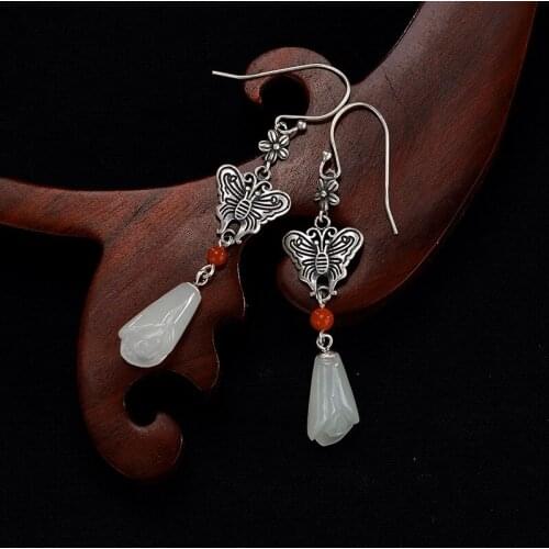 2018 Earings Fashion Jewelry S925 Pure Natural Orchid Butterfly Retro Earrings Lady High Grade Touch Female For Women