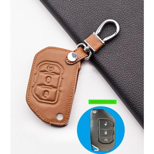 2020 New Style Leather Case Cover Holder Bag for Jeep 2018 2019 Wrangler JL JLU 3 Button Remote Key Fob