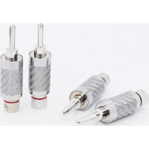 4PCS VB414R Rhodium plated Banana Speaker cable Plug HiFi Connector
