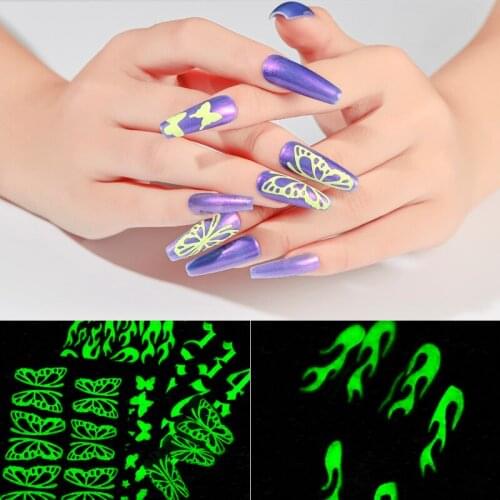 6pc/Lot Luminous Sticker Star 3D Stars Glow In The Dark Luminous Fluorescent Various Nail Decals Art Decorations DIY Wraps